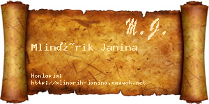 Mlinárik Janina névjegykártya